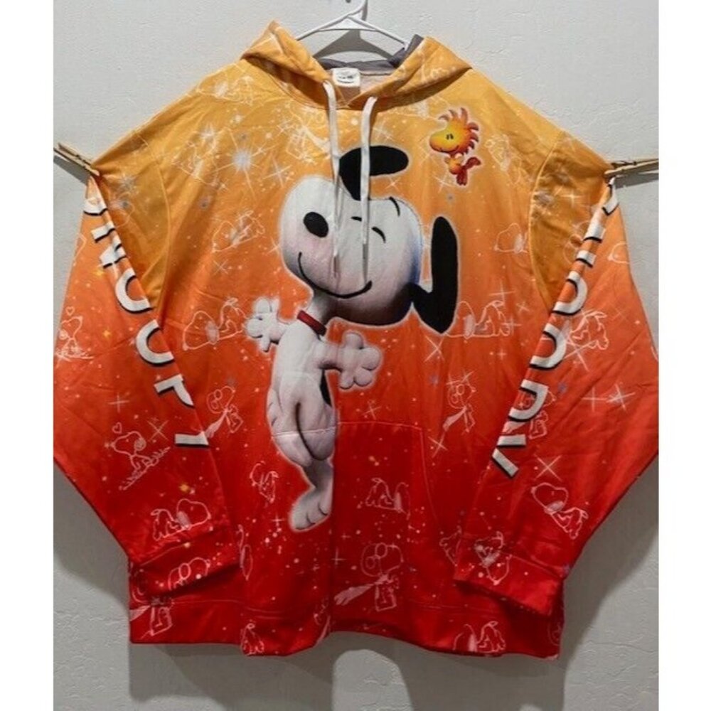 Snoopy Disney Pullover Hoodie Size 4XL Drawstring Yellow Orange Red